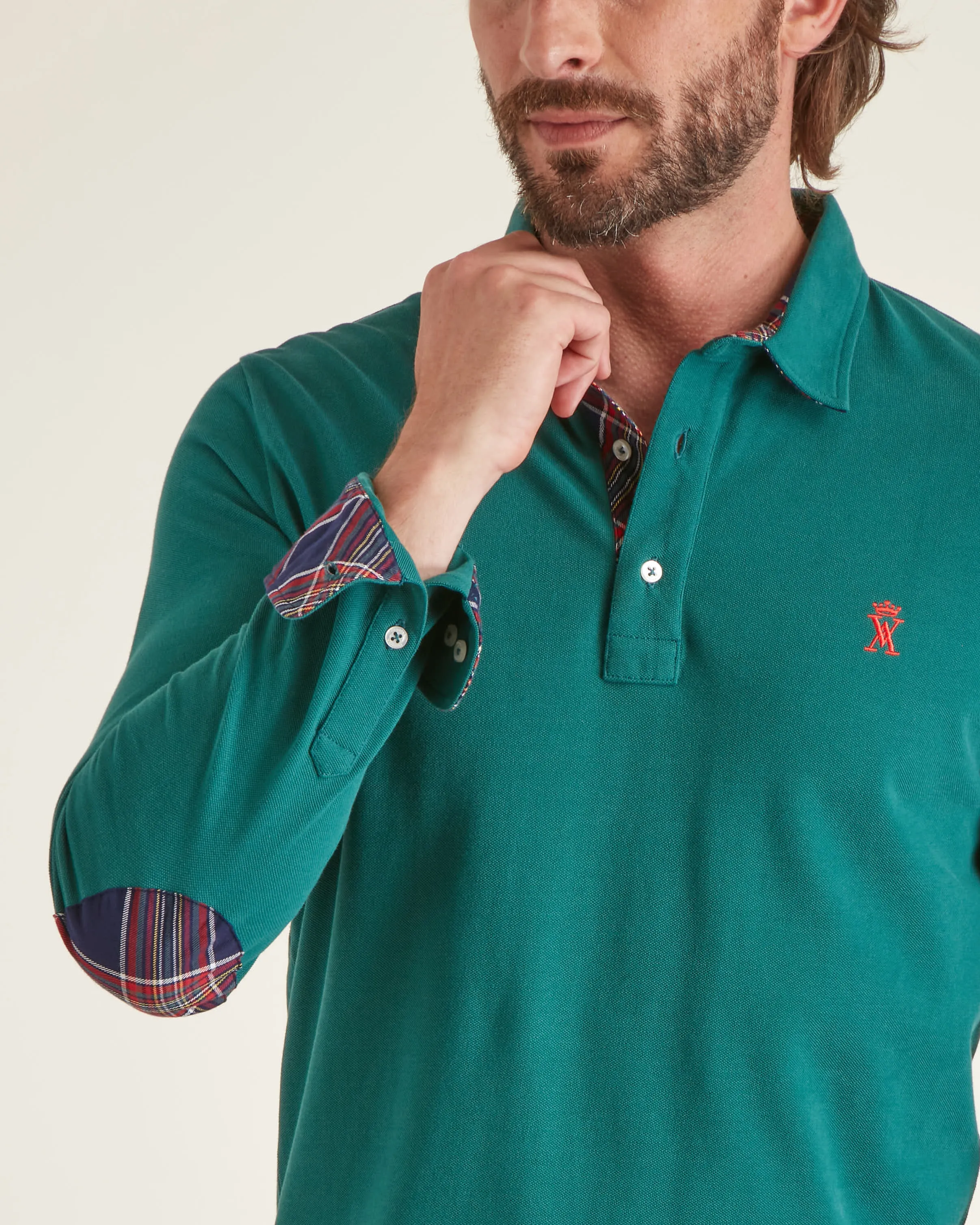 Vicomte A. Polo à Coudières Homme 100% Coton Vert Sapin