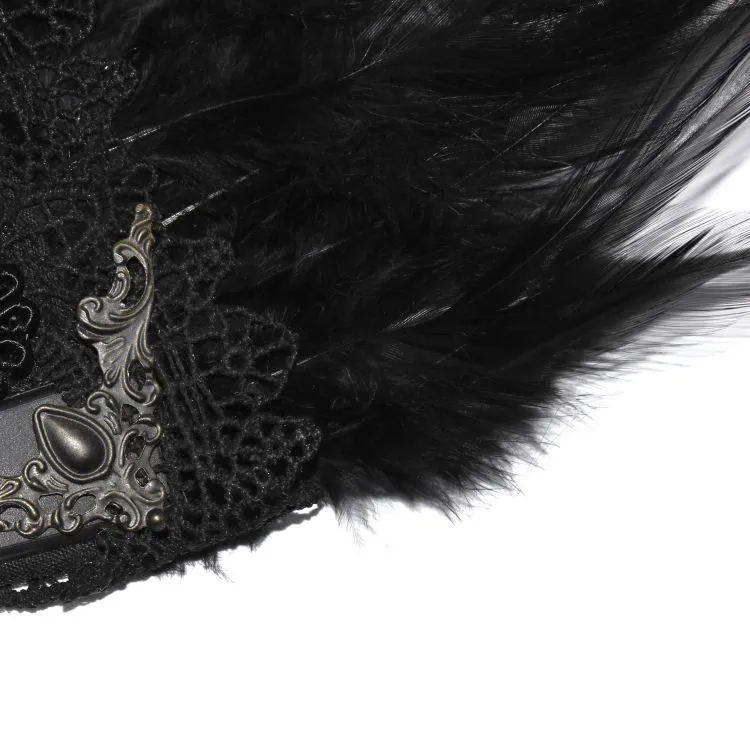 Éventail 'Drocku' Noir avec Plumes